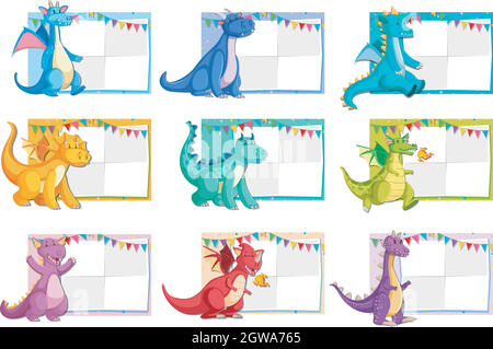 Satz von Dinosaurier Papier Konzept Stock Vektor