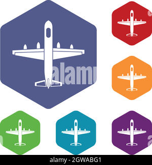 Militärflugzeug Icons set Stock Vektor