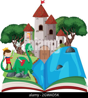 Öffnen Sie Buch Märchen Thema Stock Vektor