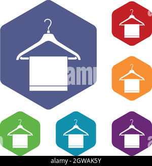 Kleiderbügel mit Tuch Icons set Stock Vektor