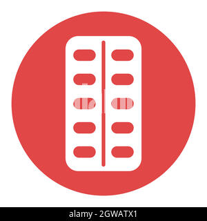 Pillen Streifen Vektor weiße Glyphe Symbol. Medizinisches Schild Stock Vektor