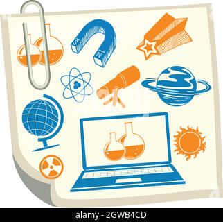 Science-Symbole auf White Paper Stock Vektor