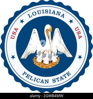 Louisiana-Emblem als Vektor auf isoliertem weißem Hintergrund. Stock Vektor