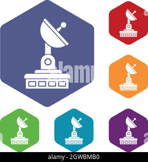 Sat-Schüssel Icons set Stock Vektor