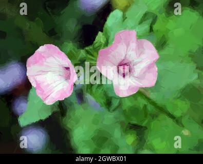 Digitale Malerei Komposition mit lila Blumen Stockfoto