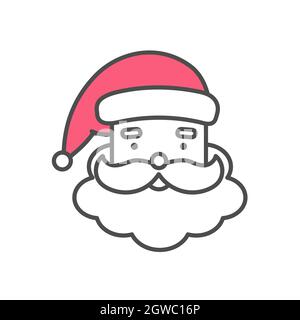 Santa Claus dünne Linie Symbol Vektor in Umriss-Stil isoliert auf weißem Hintergrund. Stock Vektor