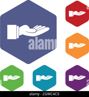 Ausgestreckte Hand Geste Icons set Stock Vektor