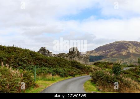 LOCH DOON, SCHOTTLAND - 18. SEPTEMBER 2019 : die Ruinen von Loch Doon Castle South Ayrshire Schottland Stockfoto