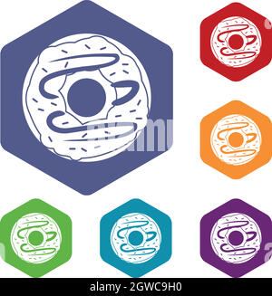 Schoko Donut Icons set Stock Vektor