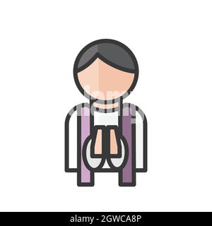 Avatar des Priesters. Religiöse Menschen. Katholische Kirchenikone. Profilbenutzer, Person. Vektorgrafik Stock Vektor