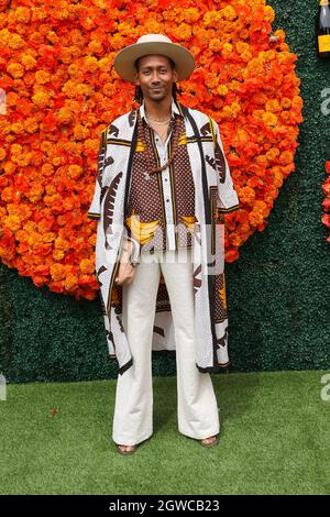 Der Gast kommt am 2. Oktober 2021 im Veuve Clicquot Polo Classic im will Rogers State Historic Park in Los Angeles, Kalifornien, an. (Foto von Conor Duffy/Sipa USA) Stockfoto