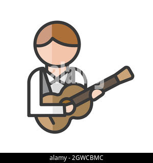Avatar des Gitarristen. Musiker. Profilbenutzer, Person. Personen-Symbol. Vektorgrafik Stock Vektor