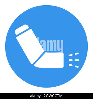 Vektor-Glyphen-Symbol für Asthma-Inhalator, weiß. Medizinisches Schild Stock Vektor