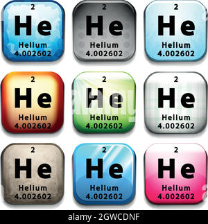 Eine Schaltfläche mit dem chemischen Element Helium Stock Vektor