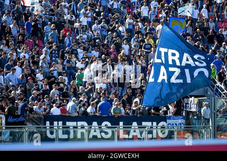 Bologna, Italien. Oktober 2021. Renato Dall'Ara Stadium, Bologna, Italien, 03. Oktober 2021, Fans von Latium während des FC Bologna gegen SS Lazio - Italienische Fußball Serie A Spiel Credit: Live Media Publishing Group/Alamy Live News Stockfoto