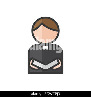Priester-Avatar mit bibel. Religiöse Menschen. Katholische Kirchenikone. Profilbenutzer, Person. Vektorgrafik Stock Vektor