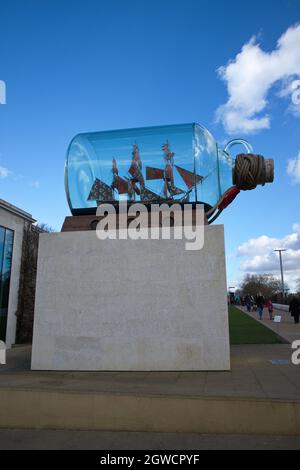 Yinka Shonibare's Schiff in einer Flasche, Greenwich, London, UK. Stockfoto