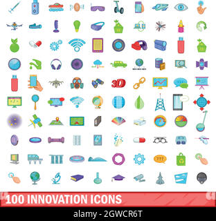 100 Icons, Cartoon Stil Stock Vektor