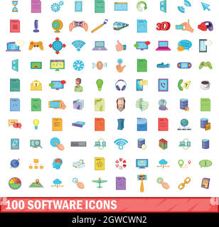 100 Software-Icons set, cartoon-Stil Stock Vektor