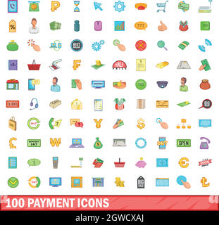100 Icons, Cartoon Stil Stock Vektor