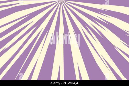 Pop Art radial bunte Comics Buch Magazin Cover. Gestreifter, violetter und blauer digitaler Hintergrund. Cartoon lustige Retro-Muster Streifen verspotten. Vektor Stock Vektor