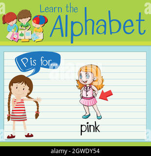 Flashcard Alphabet P ist für Pink Stock Vektor