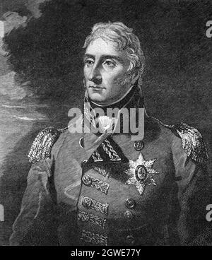 S/W-Illustration; Porträt von Generalleutnant Sir John Moore, Kommandant der britischen Armee bei der Schlacht von Corunna 1809 Stockfoto