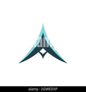 Buchstabe Ein Berg Logo Symbol flach Vektor Konzept Grafik-Design Stock Vektor