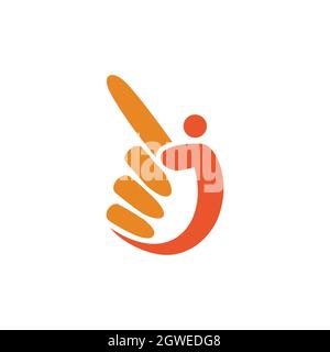 Buchstabe j Finger Hand Logo Symbol flach Vektor Konzept Grafikdesign Stock Vektor