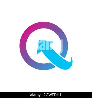 Buchstabe Q Kreis Pfeil Logo Symbol flach Vektor Konzept Grafik-Design Stock Vektor