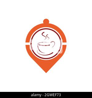 PIN Kaffee Café Lage Logo Symbol flach Vektor Konzept Grafik-Design Stock Vektor