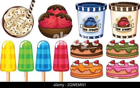 Eine Gruppe von Desserts Stock Vektor