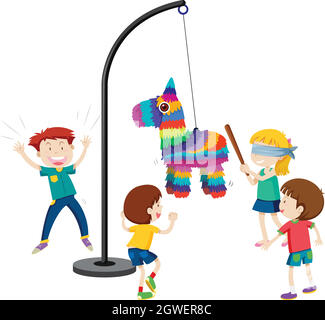 Kinder spielen Pinata Party Spiel Stock Vektor