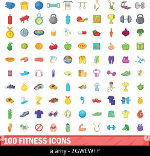 100 Icons, Cartoon Stil Stock Vektor