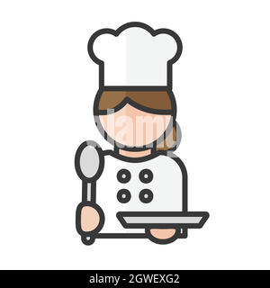 Avatar der Chefin. Köchin bei der Arbeit. Restaurant-Service. Profilbenutzer, Person. Personen-Symbol. Vektorgrafik Stock Vektor