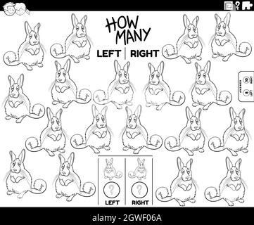 Zählen Sie links und rechts Bilder von Cartoon Viscacha Farbe Buchseite Stock Vektor