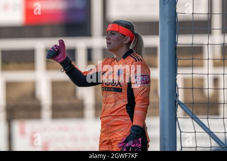 Fran Kitching (20 Sheffield United) das FA Womens Championship-Spiel zwischen Crystal Palace und Sheffield United in Hayes Lane, Bromley, England. Stockfoto