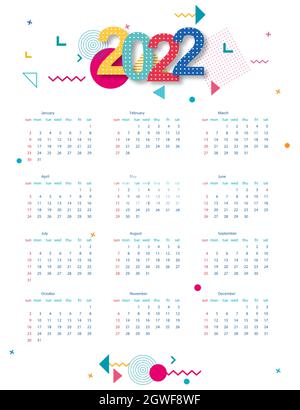 Kalender 2022 mit abstraktem geometrischen Hintergrund. Vorlage. Vektor Stock Vektor