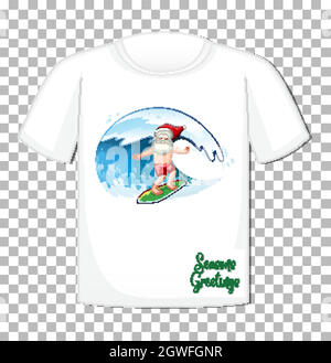 Weihnachtsmann Zeichentrickfigur in Weihnachten Sommer Thema auf T-Shirt auf transparentem Hintergrund Stock Vektor