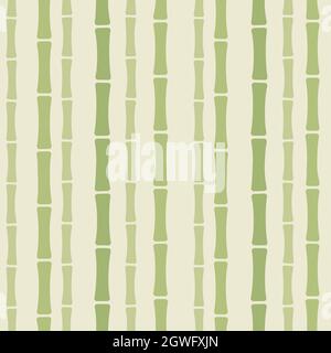 Nahtloses Bambusmuster. Bambusstiele auf gedämpftem beigefarbenem Hintergrund. Einfache Vektorstruktur im Cartoon-Stil. Stock Vektor