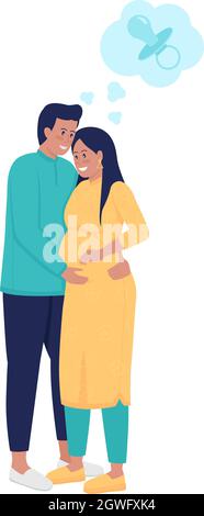 Schwanger Frau mit Ehemann semi flach Farbe Vektor-Zeichen Stock Vektor