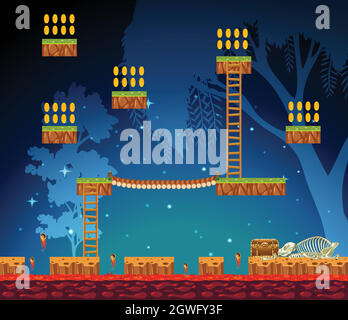 Spielvorlage in der Nachtszene Stock Vektor