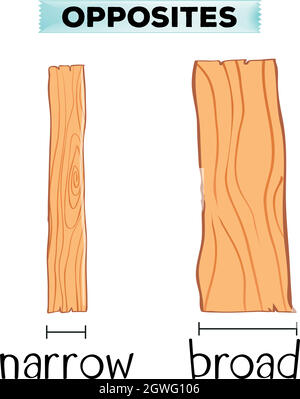 Entgegengesetzte Wörter für eng und breit Stock Vektor