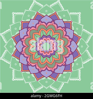 Mandala-Muster auf grünem Hintergrund Stock Vektor