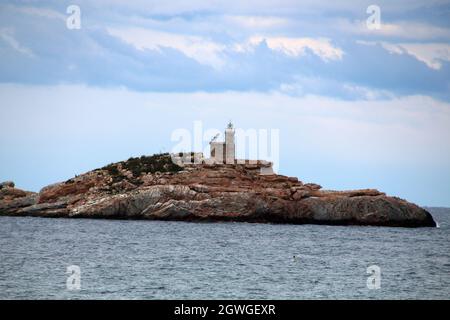 Leuchtturm auf der Insel Scoglietto vor Elba Stockfoto