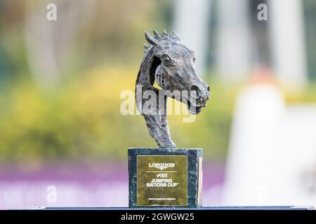 Real Club de Polo, Barcelona, Spanien. Oktober 2021. CSIO5 Longines FEI Jumping Nations Cup Finale 2021; FEI Jumping Nations Cup Trophäe Credit: Action Plus Sports/Alamy Live News Stockfoto