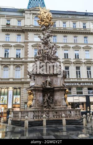 WIEN, ÖSTERREICH - 22. MAI 2019: Dies ist die Pestsäule, die den Sieg über die Pest darstellt. Stockfoto