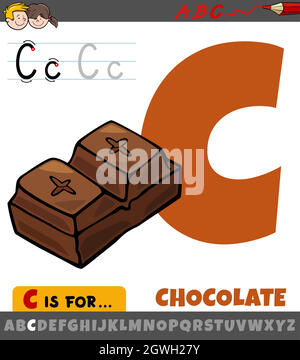 Buchstabe C aus Alphabet mit Cartoon Schokolade Lebensmittel Objekt Stock Vektor