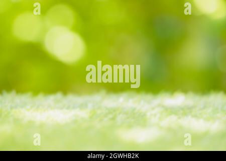 Blur frische grüne Gras Feld natürlichen Hintergrund Sommer hellen Raum für Produkte Werbung Montage Hintergrund. Stockfoto