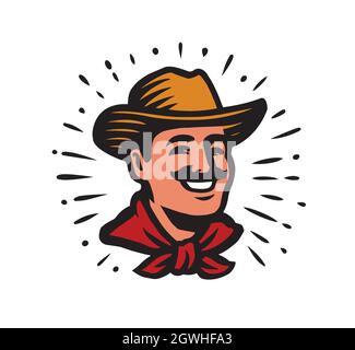 Farmer-Emblem. Bauernhof und Landwirtschaft Thema. Vektorsymbol auf weißem Hintergrund isoliert Stock Vektor